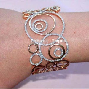 Diamond Bangle Natural Rosecut Diamond Pave 925 Sterling Silver Bangle Bracelet Jewelry