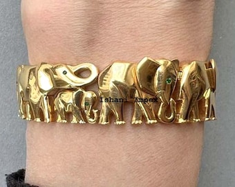 Natural Emerald Necklace & 925 Sterling Silver Gold Plated Elephant Style Victorian Jewelry