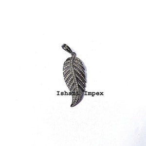 Leaf Pendant Natural Rose Cut Diamond  925 Sterling Silver Pendant Victorian Diamond Pendant Jewelry