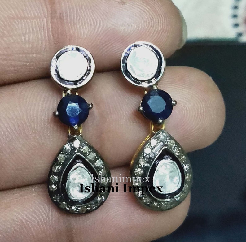 gold silver erring natural diamond earring,gold earring,,uncut diamond earring victorian jewelry,vintage fashion,wedding jewelry,fine