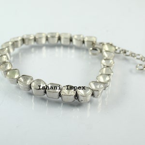 Diamond Bracelet Natural Diamond Polki  Uncut Polki 925 Sterling Silver Victorian Handmade Bracelet Jewelry