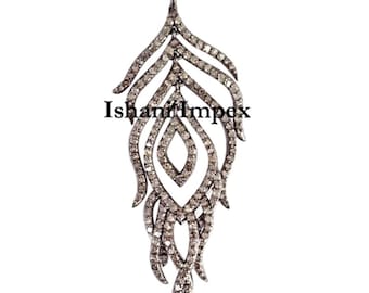 Colgante victoriano de diamante natural talla rosa: joyería de plata de ley 925