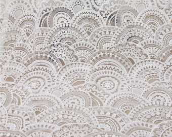 Heavy 3D Beaded Ivory Lace Fabric: Bridal Gown Couture Lace By Yard