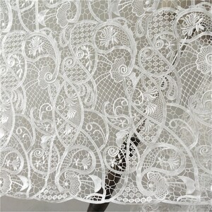 Floral Embroidery Lace Fabric: Off-White Guipure Mesh, 51 Inch Wedding Dress Lace By The Yard