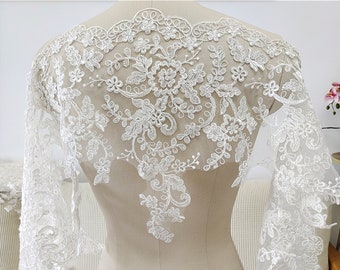 Exquisite Floral Lace Trim, Bridal Veil Lace, Wedding Dress Lace Trimming, Corded lace Tulle Embroidery Lace Trim By The Yard