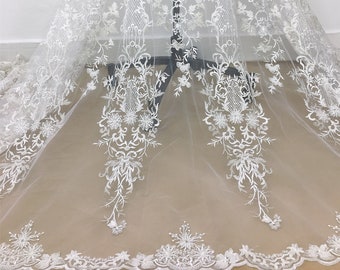 3D Beaded Lace Fabric: Tulle Embroidery, Sequin Wedding Dress Lace