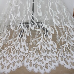 Tulle Embroidered Sequin Lace Fabric: Bridal Wedding Gown Lace By The Yard