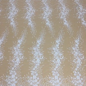 3D Beaded Lace Fabric: Couture Bridal Wedding Dress Lace