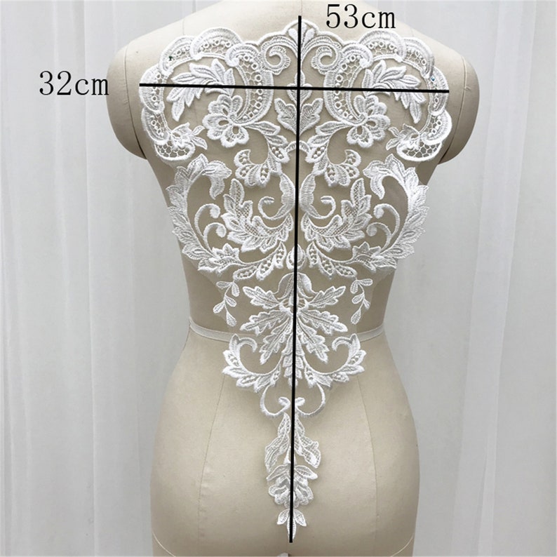 Tulle Floral Lace Applique Sell by PCS High Quality Bridal Lace Applique Luxury Embroidery Lace Applique Wedding Lace Bodice Decor