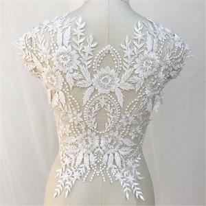 Exquisite 3D Beaded Lace Applique, Flower Embroidery Lace Applique, Wedding Dress Applique, Bridal Lace Applique By The Piece