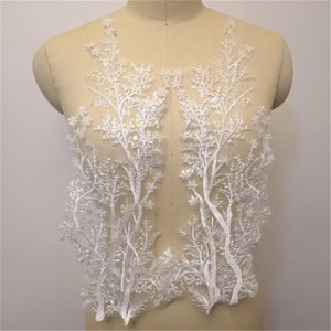 Sequin Lace Applique Pair: Bridal Wedding Dress Bodice Embroidery