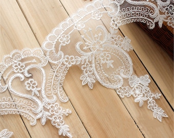Wedding Lace Trimming by the yard, French Lace, Alencon Lace, Bridal Gown lace, Veil lace