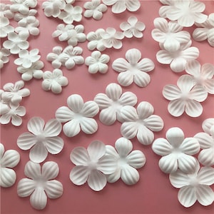 50 Pcs 3D Silk Flower Applique: Off White Lace Patches