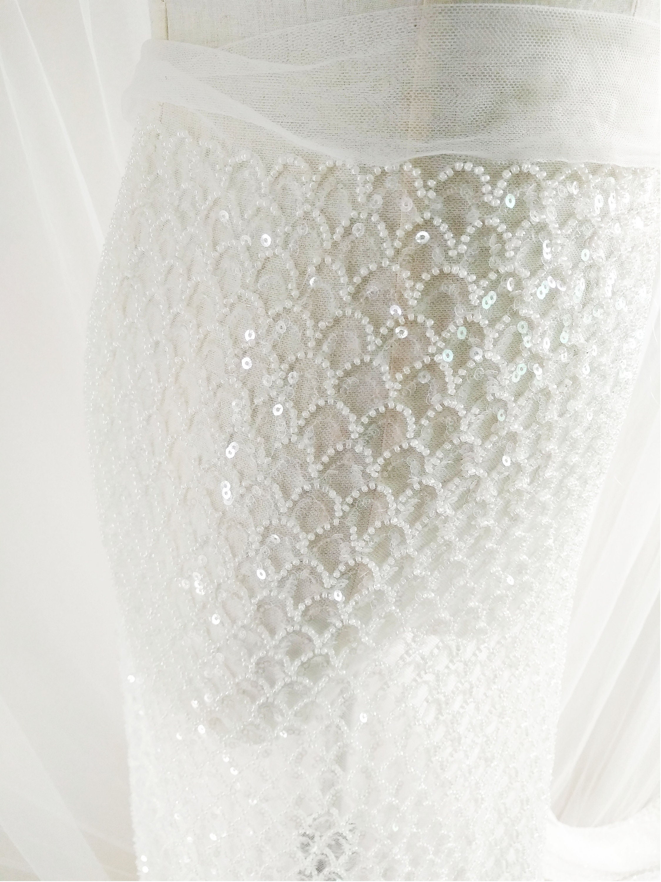 Beautiful 3D Beaded Lace Fabric Wedding Dress Fabric High - Etsy