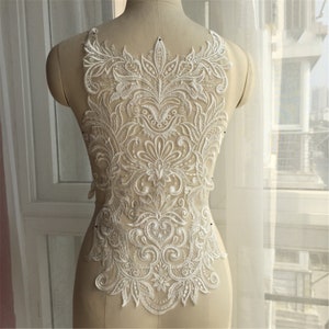 Exquisite 3D Beaded Lace Applique, Mesh Embroidery Lace Applique, Wedding Dress Lace Applique, Tulle Guipure Lace Applique By The Piece