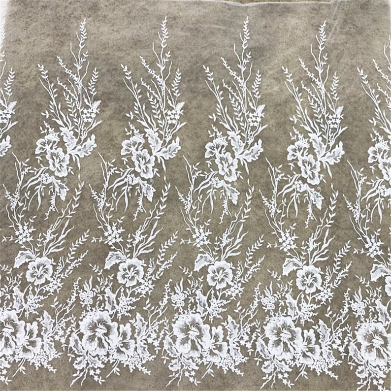 Mesh Bridal Veil Lace Fabric By The Yard Beautiful Flower Lace Fabric Tulle Embroidery Lace Fabric for Wedding Dress