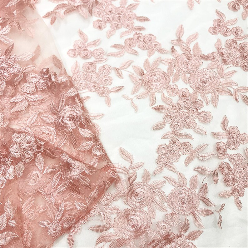 Mesh Embroidery Lace Fabric for Prom Dress Beautiful Floral Lace Fabric Tulle Guipure Lace Fabric By The Yard