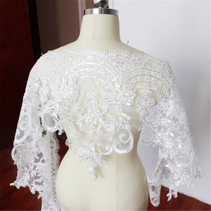 Scalloped Alencon Lace Trim: Sequined Couture Wedding Gown Lace (15.74inch/40cm)
