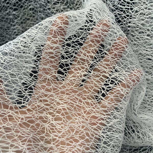 Geometric Tulle Fabric: Black & Off White Mesh, Wedding Veil DIY - By The Yard