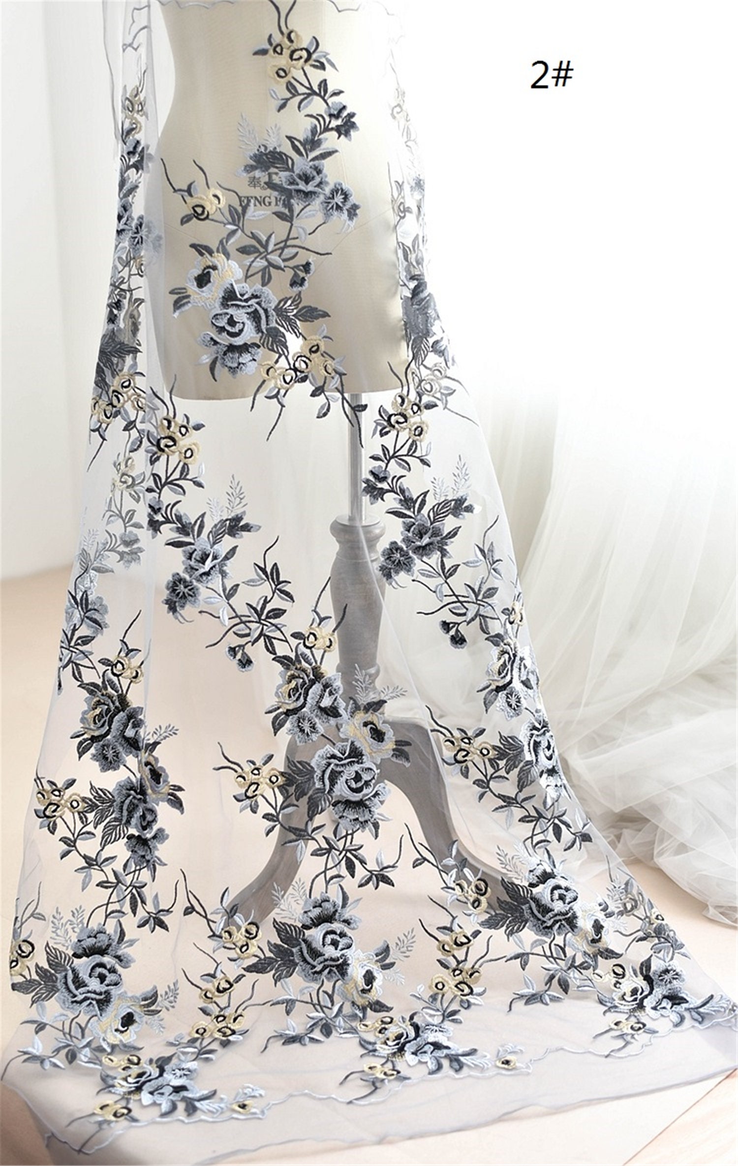 6 Colors Flower Lace Fabric Multicolor Embroidery Etsy