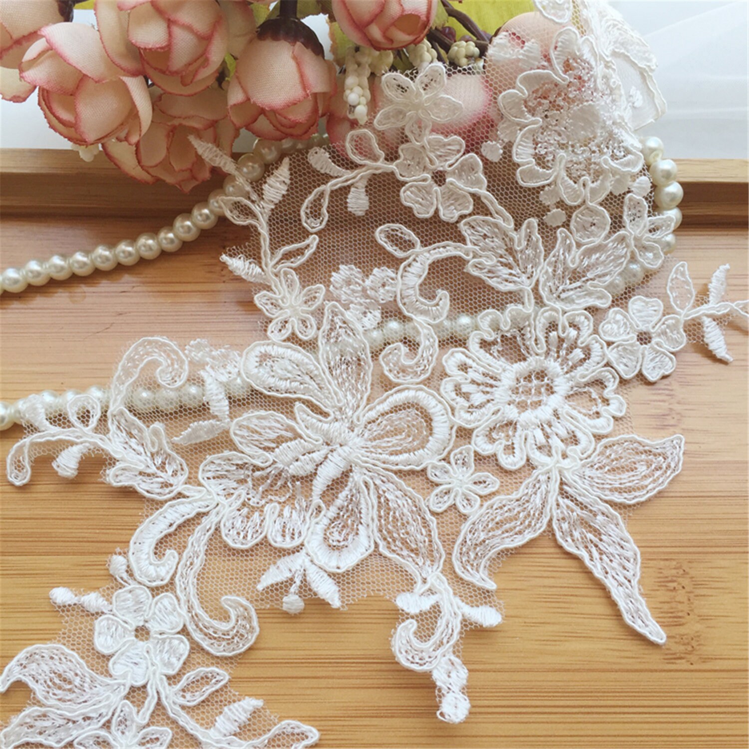 1 Pairs Beautiful Corded Lace Applique Wedding Dress Lace - Etsy