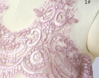 10Colors Alencon lace fabric, Embroidered lace, French Lace, Wedding Lace, Bridal lace, Dresses Lace, Veil lace, Lingerie Lace, Alencon Lace