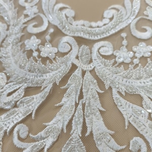 High Quality Beaded Lace Applique Extra Large Bridal Lace Applique ...