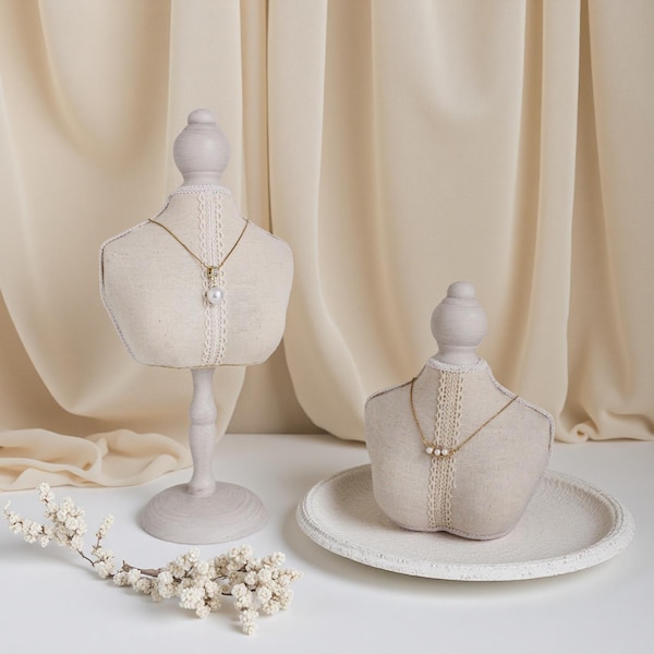 Displaystandaard voor paspopketting: displayset sieradenbuste