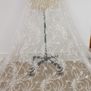 Floral Sequin Lace Fabric: Tulle Embroidery Bridal Gown Lace