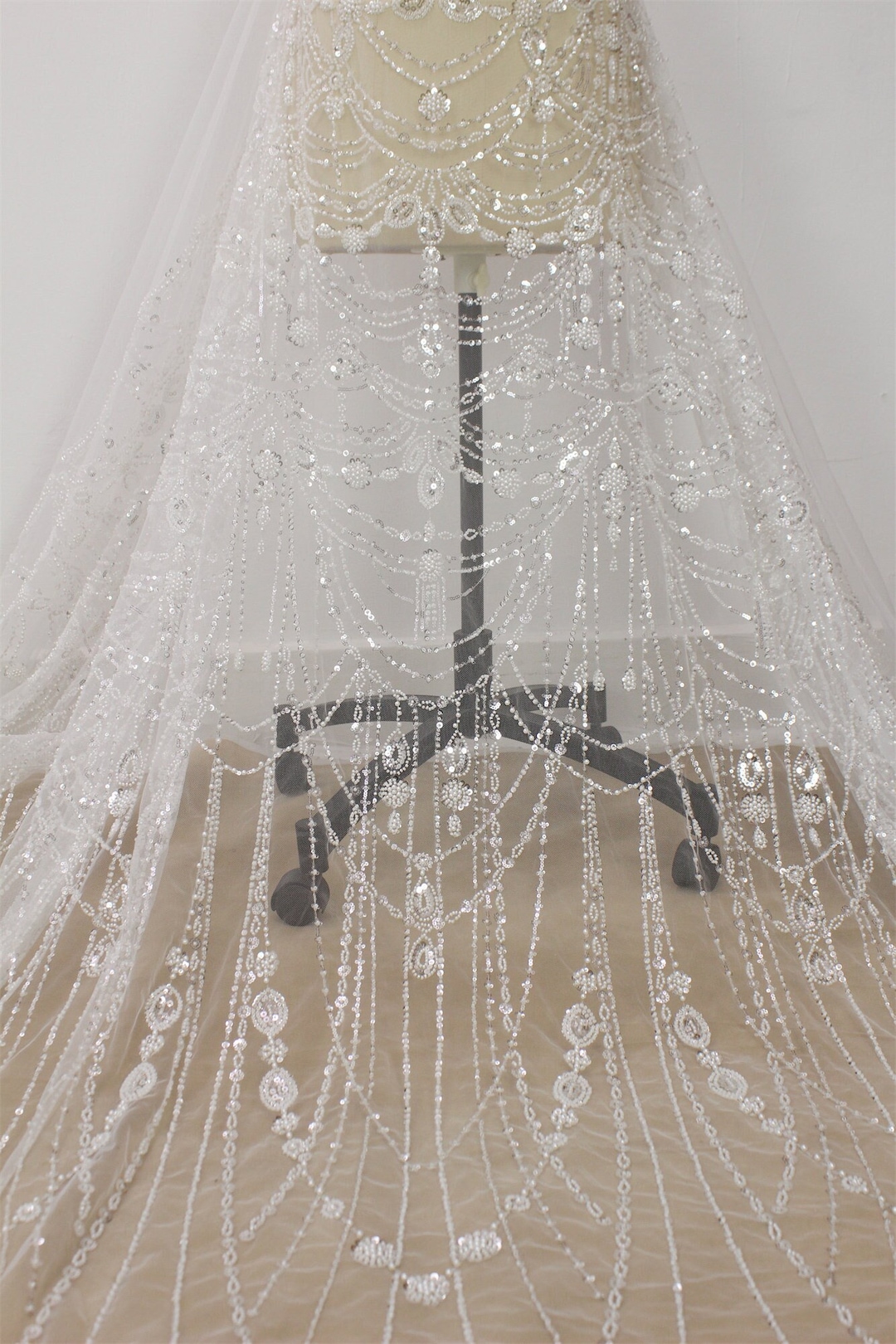 Luxury Beaded Lace Fabric, Wedding Dress Fabric Embroidery Lace, Bridal ...