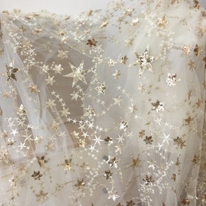 Sequin Star Lace Fabric: Embroidered Tulle for DIY Dress, Gown