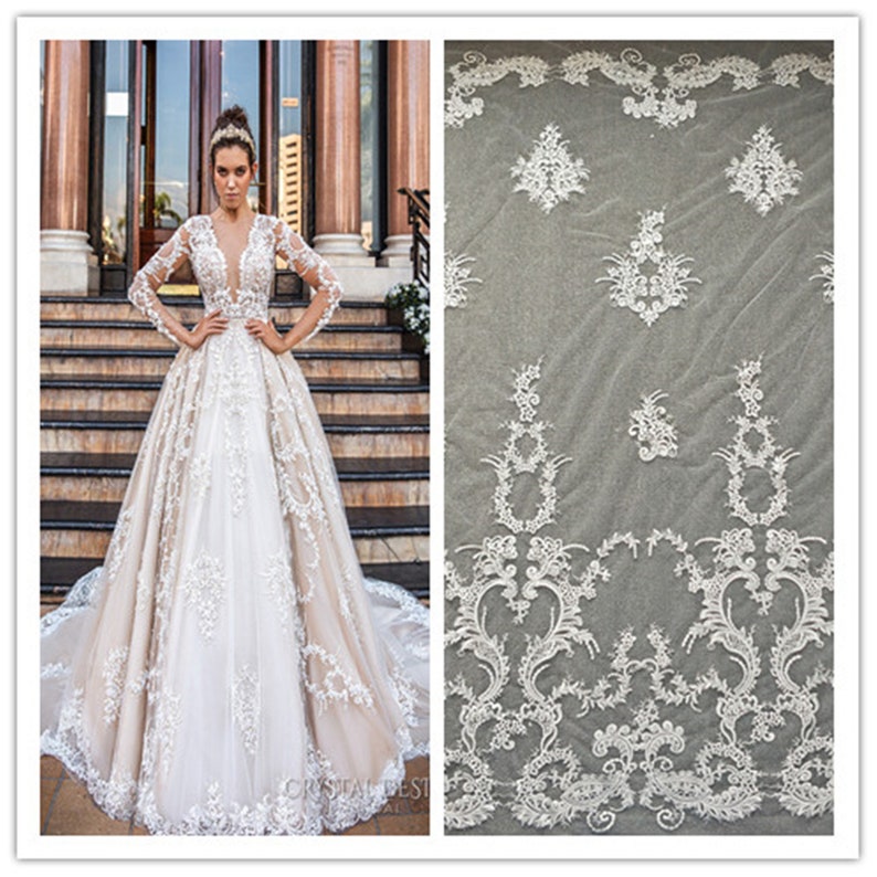 Vintage Floral Lace Fabric for Wedding Dress Bridal Veil Lace Fabric By The Yard High Quality Embroidery Lace Fabric