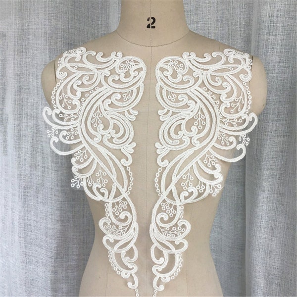 Noir et blanc exquis Broderie Dentelle Applique, Tulle Guipure Dentelle Applique pour Robe de Mariée, Corsage De mariée Dentelle Applique Par Pièce