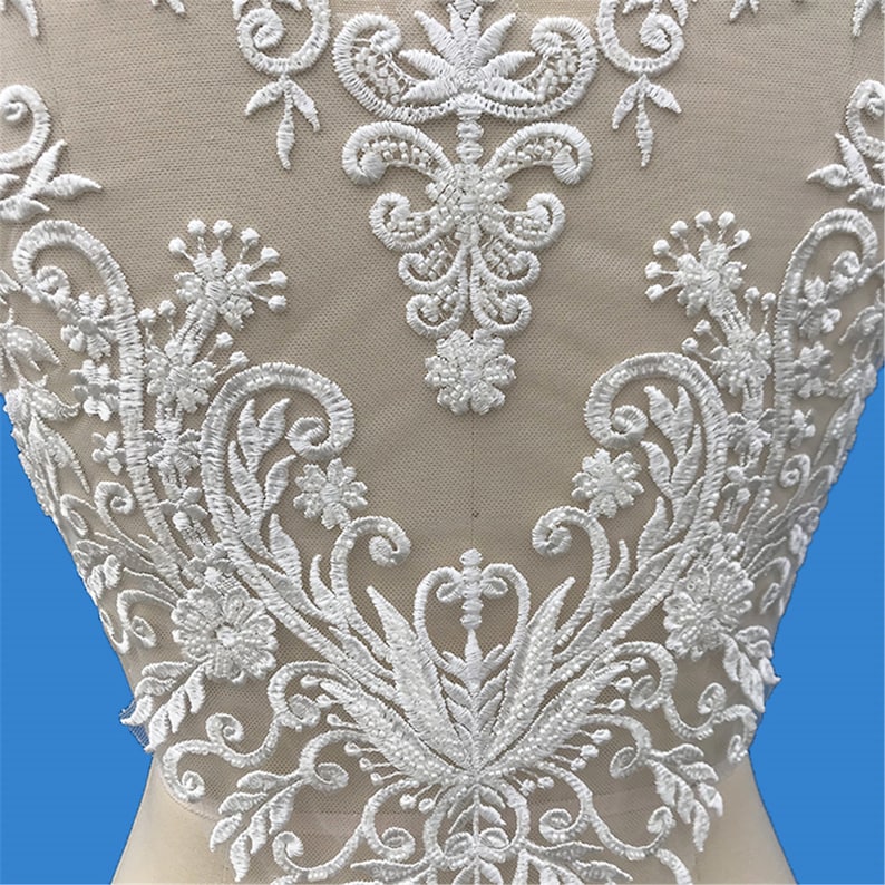 Heavy 3D Beaded Lace Applique Tulle Embroidery Lace Applique Etsy