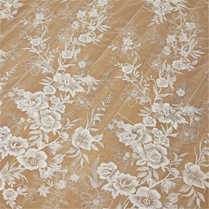 Beautiful Floral Lace Fabric, DIY Dance Prom Dress Fabric, Tulle Embroidery Lace, Wedding Dress Lace Fabric By The Yard