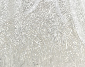 Off White Embroidery Lace Fabric: Hochzeitskleid DIY (51 inch/ 130 cm)