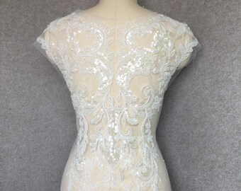3D Beaded Lace Applique: Luxury Embroidered Gown Dress Embellishment