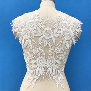 Exquisite Beaded Lace Applique: Extra Large Floral Embroidery
