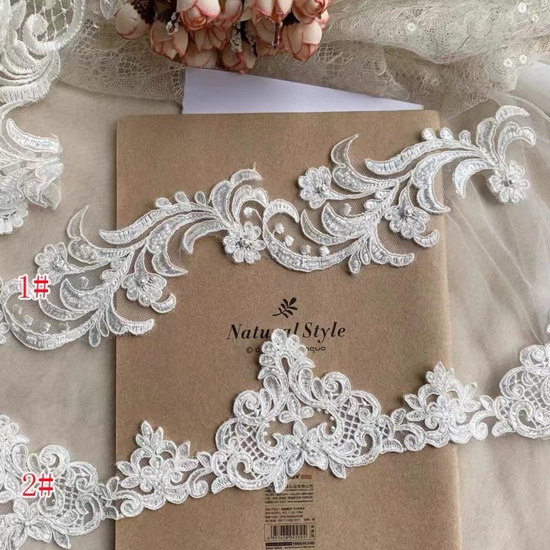 NEW - Bridal Beaded Embroidered Lace Trim