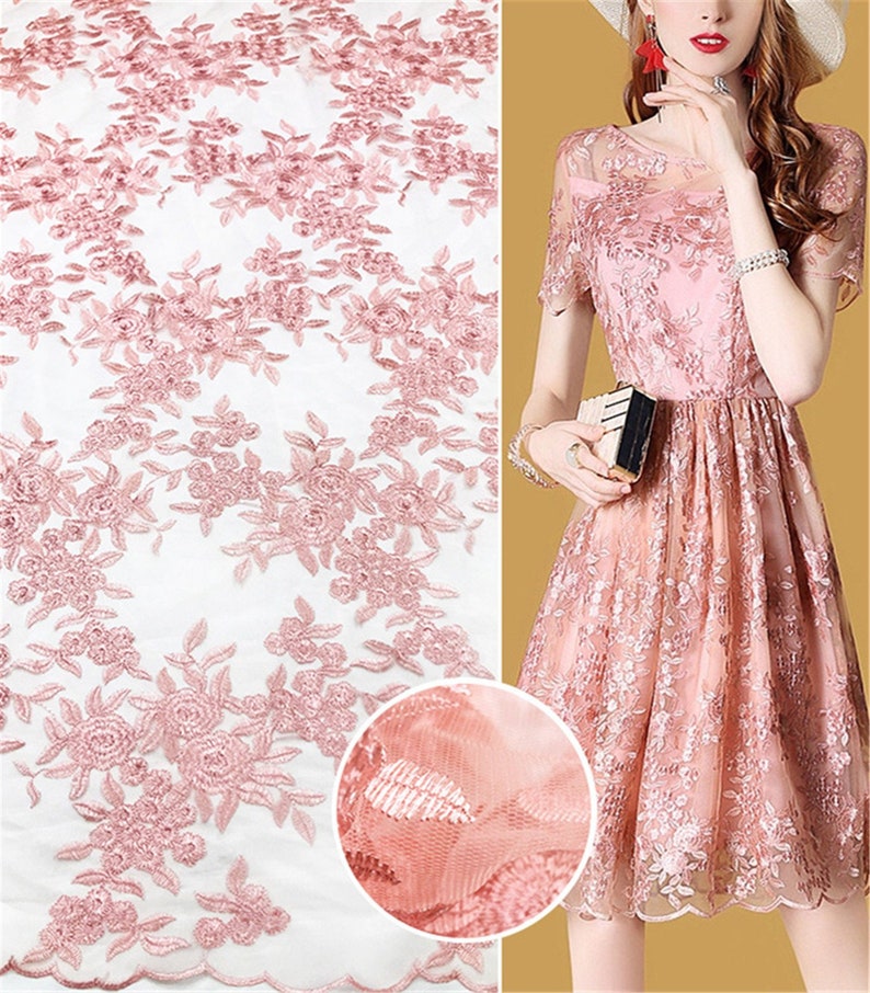 Mesh Embroidery Lace Fabric for Prom Dress Beautiful Floral Lace Fabric Tulle Guipure Lace Fabric By The Yard