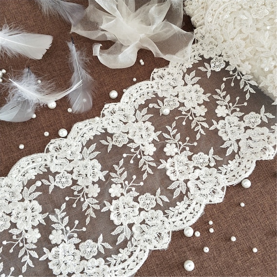 Bridal Bodice Lace Wedding Dress Lace Applique High Quality Embroidered Lace Trim Tulle Embroidery Lace Trim By The Yard