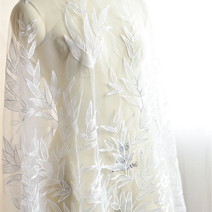 New Style Bamboo Leaf Embroideried Bridal Lace Fabric, Wedding Lace Fabric, Wedding Gown Lace