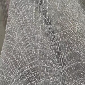 3D Beaded Embroidery Lace Fabric: Bridal Gown Sequin Lace