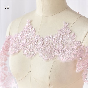Alencon Lace Trim: Corded Bridal Sequins, 5.9 inch Width