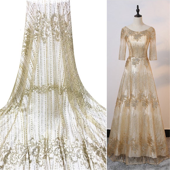 Elegant Stars Lace Fabric Tulle Embroidery Lace Fabric for Prom Dress