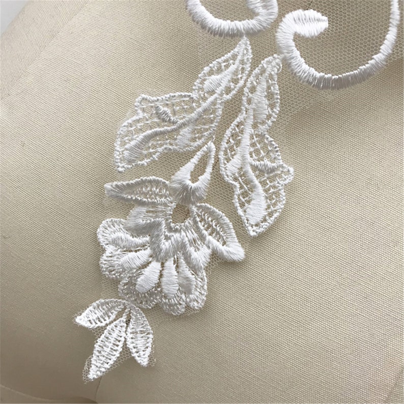 Tulle Floral Lace Applique Sell by PCS High Quality Bridal Lace Applique Luxury Embroidery Lace Applique Wedding Lace Bodice Decor