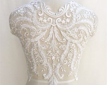 Beaded Lace Applique: Extra Large Bridal Design (18.89 x 16.14 inch)