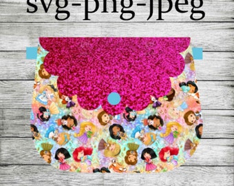 scallop circle purse digital file