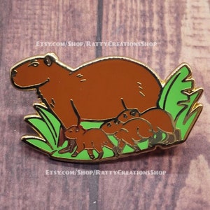 Mama Capybara gold hard enamel pin