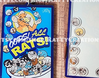 OOPS! All RATS 4in keychain charm Shaker  Rat meme cereal mischief /black hooded/ blue/ shames /brown /gray /fawn  rats